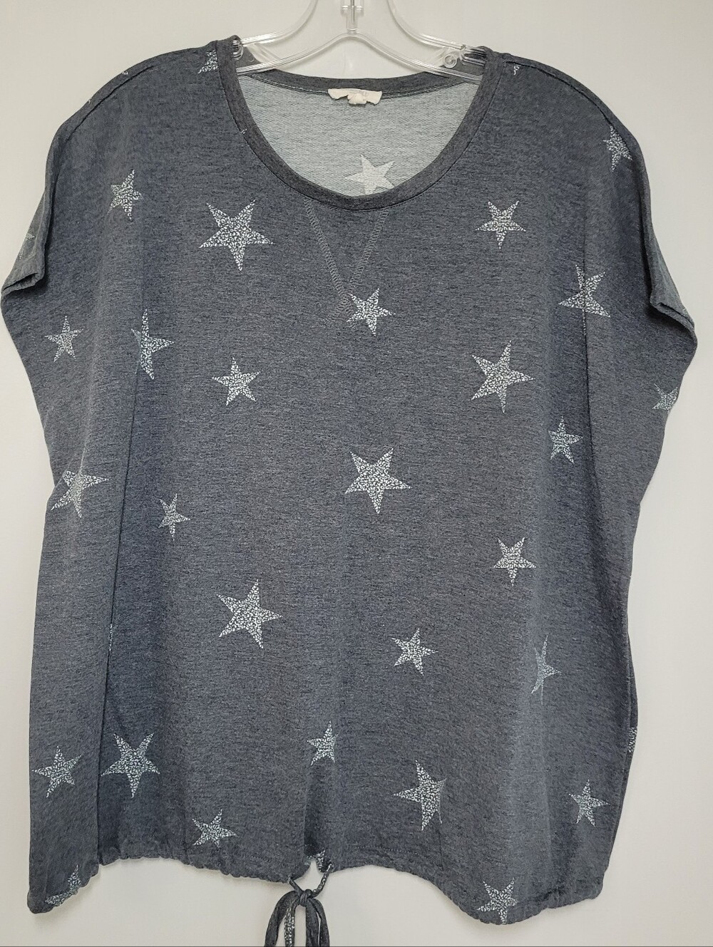 Gray Star Print Pajama Set With Jogger Bottoms 1X EUC